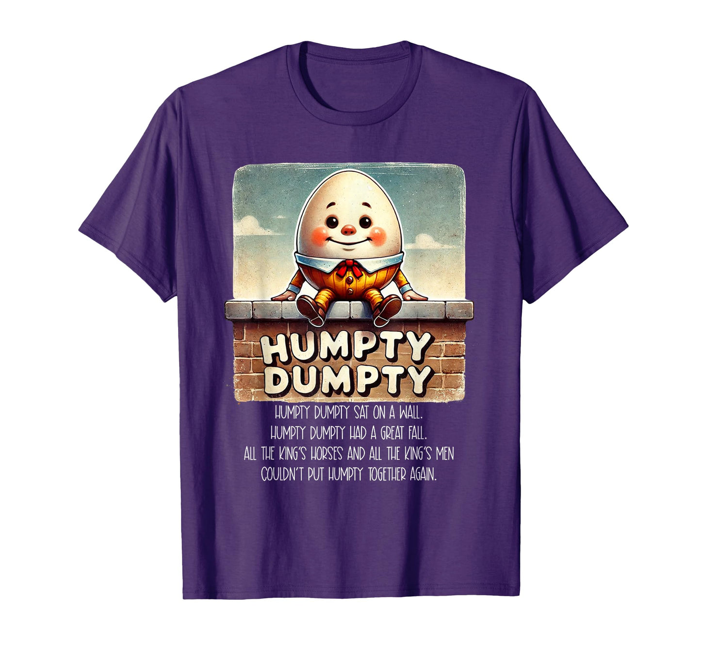 Humpty Dumpty Kids Nursery Rhyme Retro Humpty Dumpty Poem T-Shirt