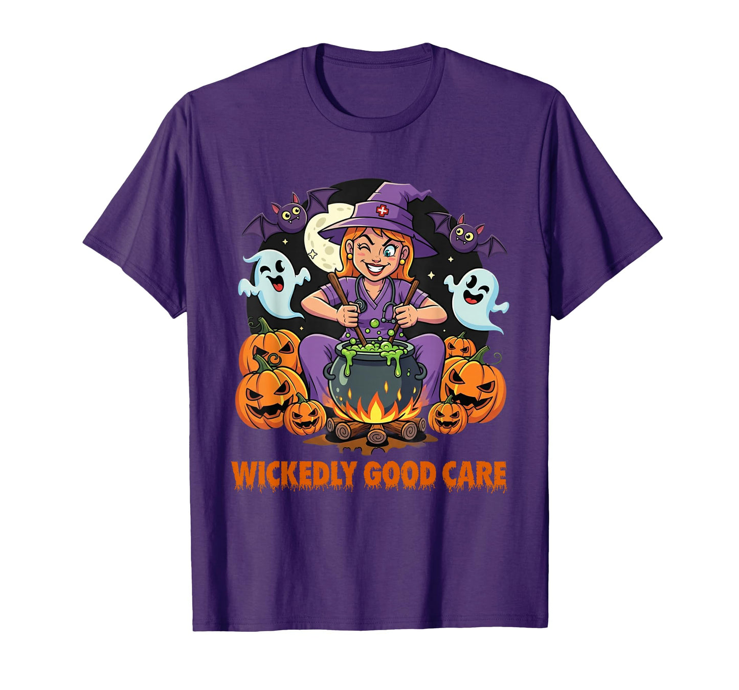 Halloween Nurse Tee– Wickedly Good Care Funny Witch Nurses T-Shirt