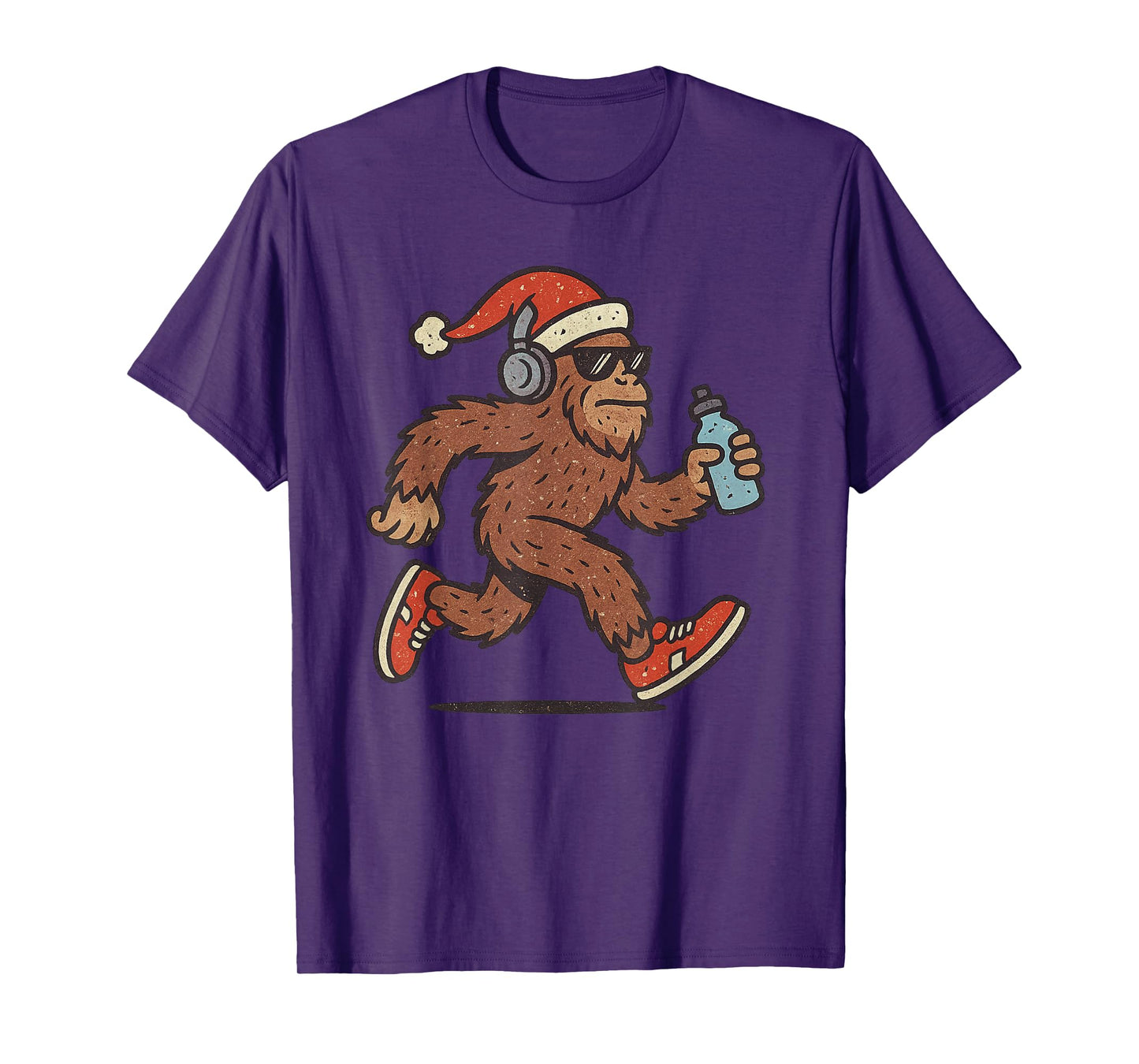 Sasquatch Running Christmas Vintage Funny Runner Xmas T-Shirt