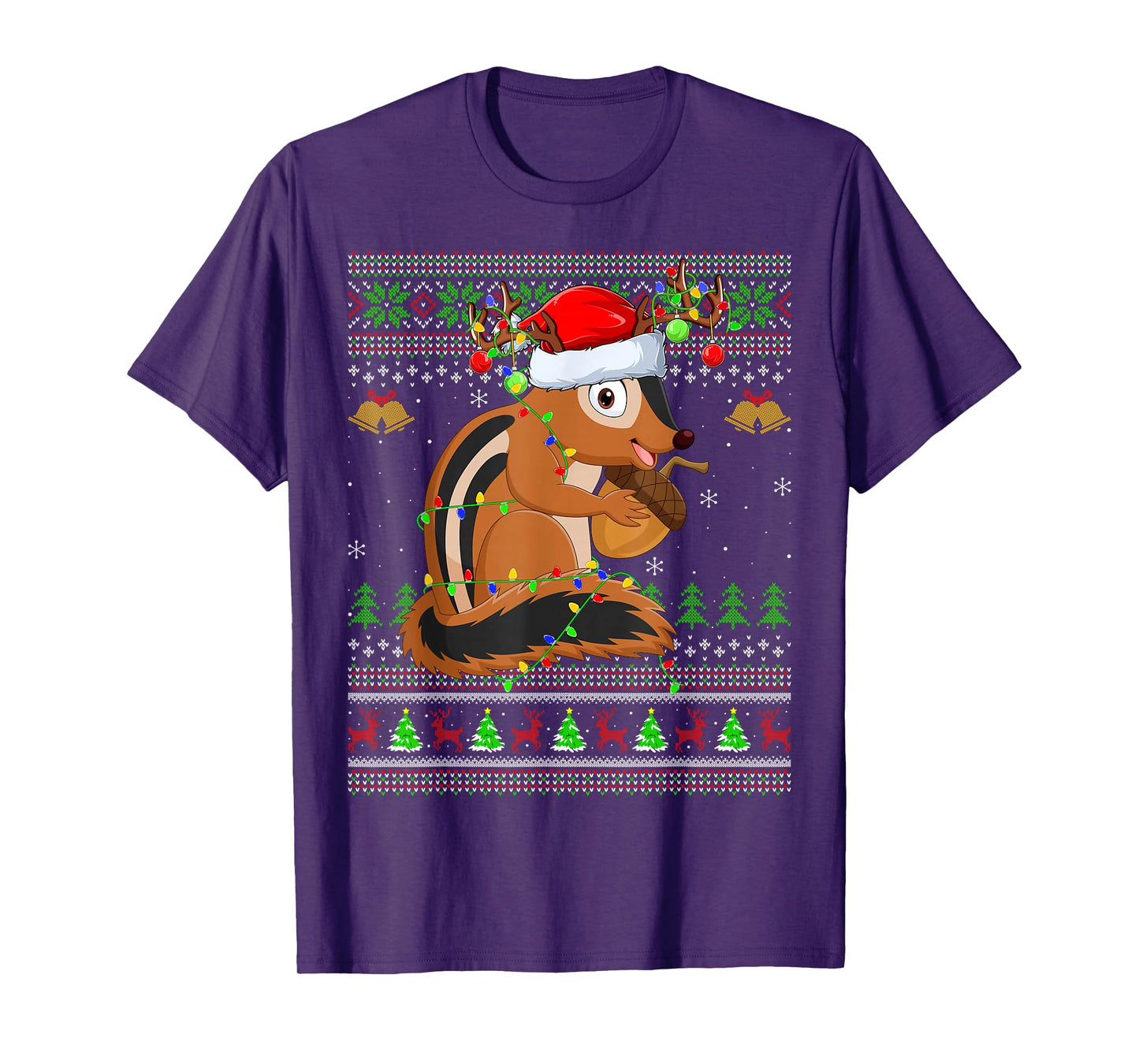 Chipmunk Ugly Christmas Sweaters Holiday Santa Cute Xmas T-Shirt
