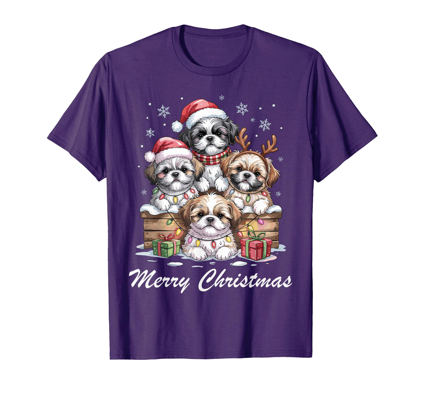 Shih Tzu Merry Christmas Funny Dog Lovers Holiday Pajama T-Shirt