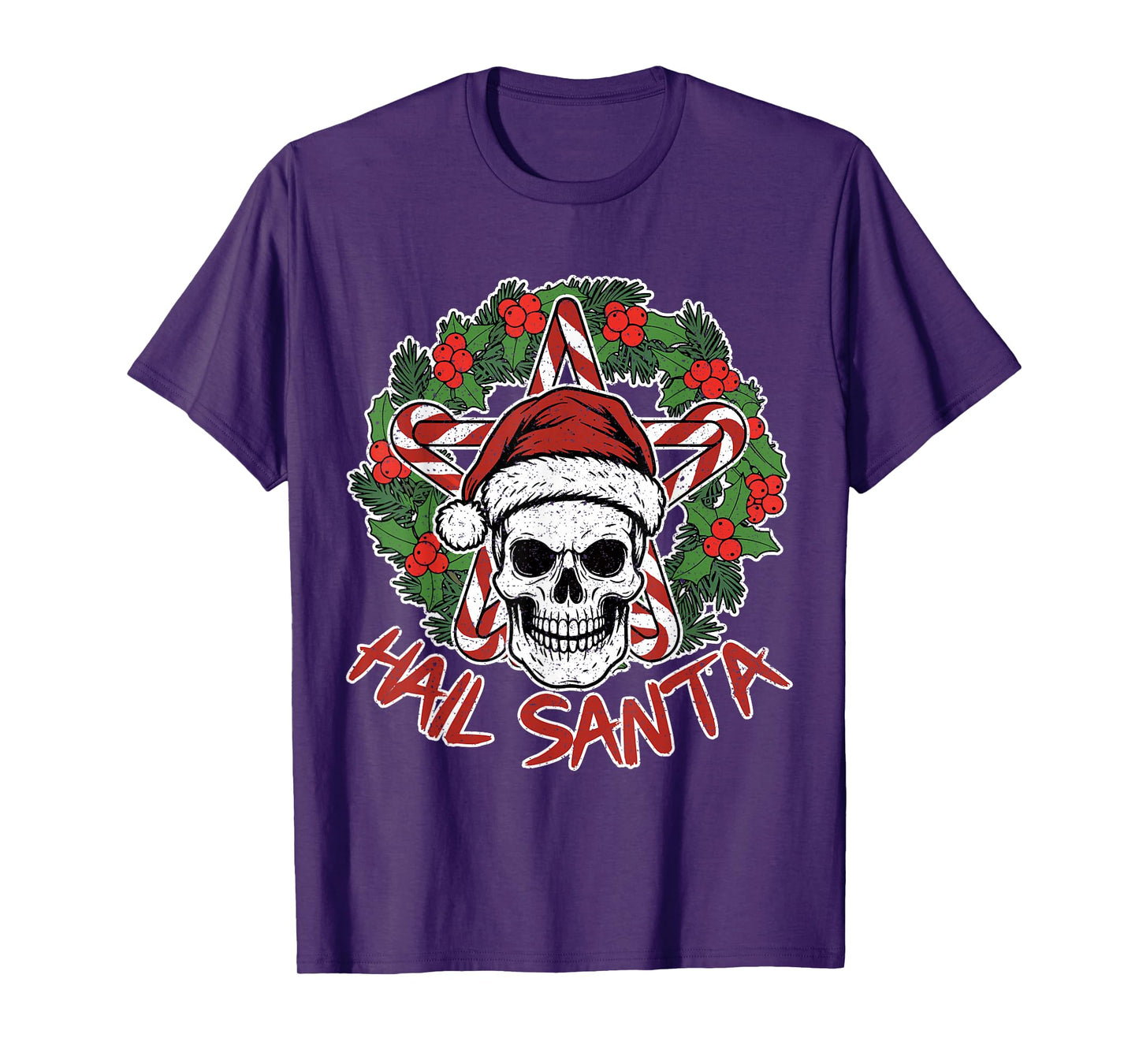 Hail Santa Heavy Pagan Solstice Gothic Christmas Skeleton T-Shirt
