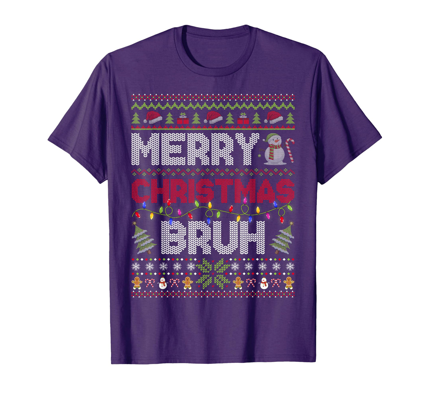 Ugly Christmas Sweaters Merry Christmas Bruh Xmas Men Boys T-Shirt