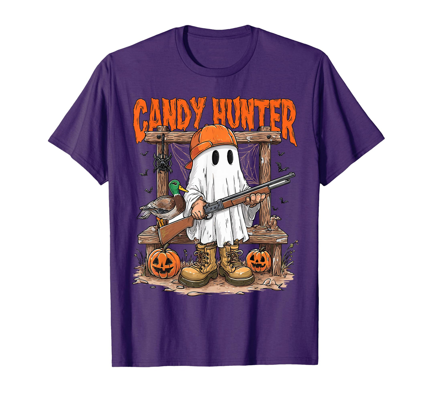 Candy Hunter Camo Ghost Funny Halloween Hunting Season Boys T-Shirt