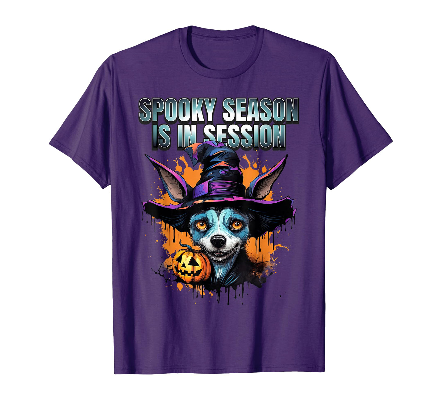 Spooky Season Funny Witch Dog Halloween Costume Fan T-Shirt