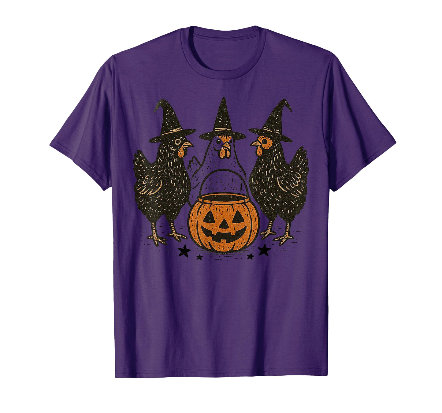 Pumpkin Chicken Halloween Witch Fall Retro Spooky Season T-Shirt