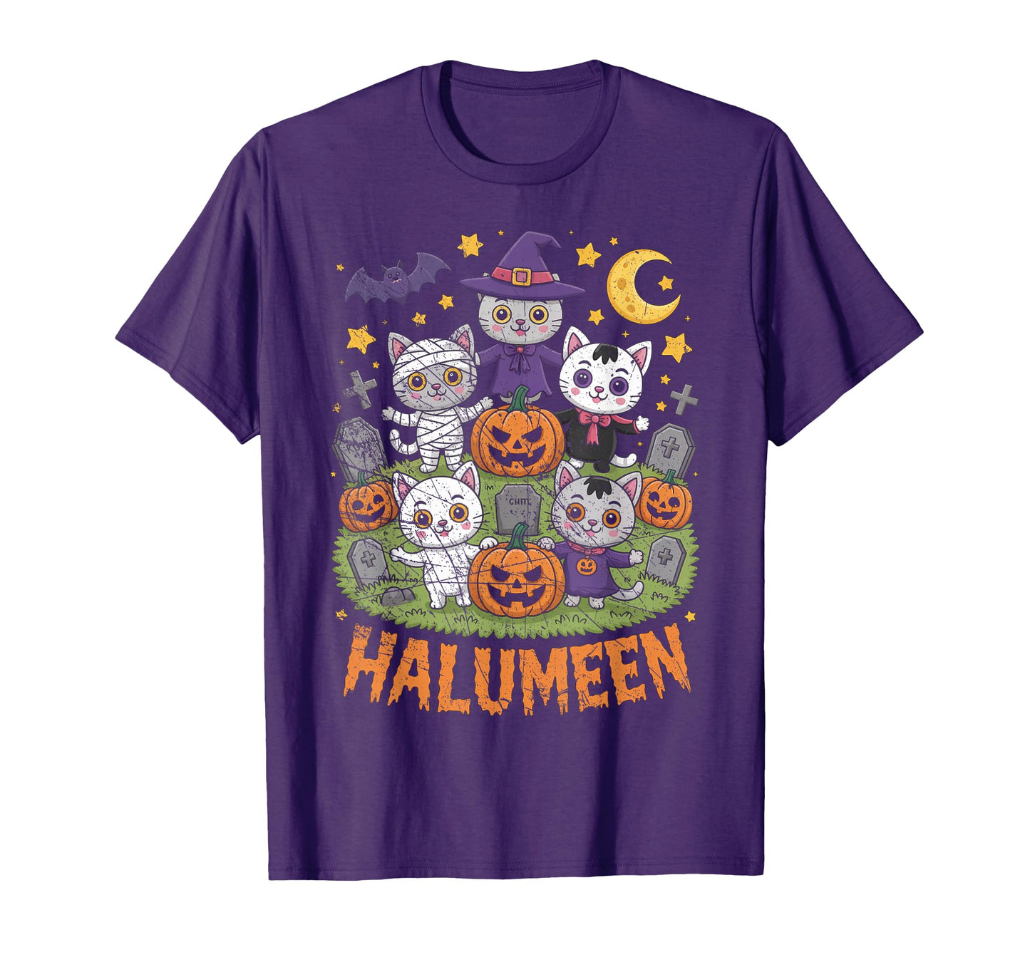 Long Live Halloween Vintage Pumpkin Witch Ghost Black Cat T-Shirt