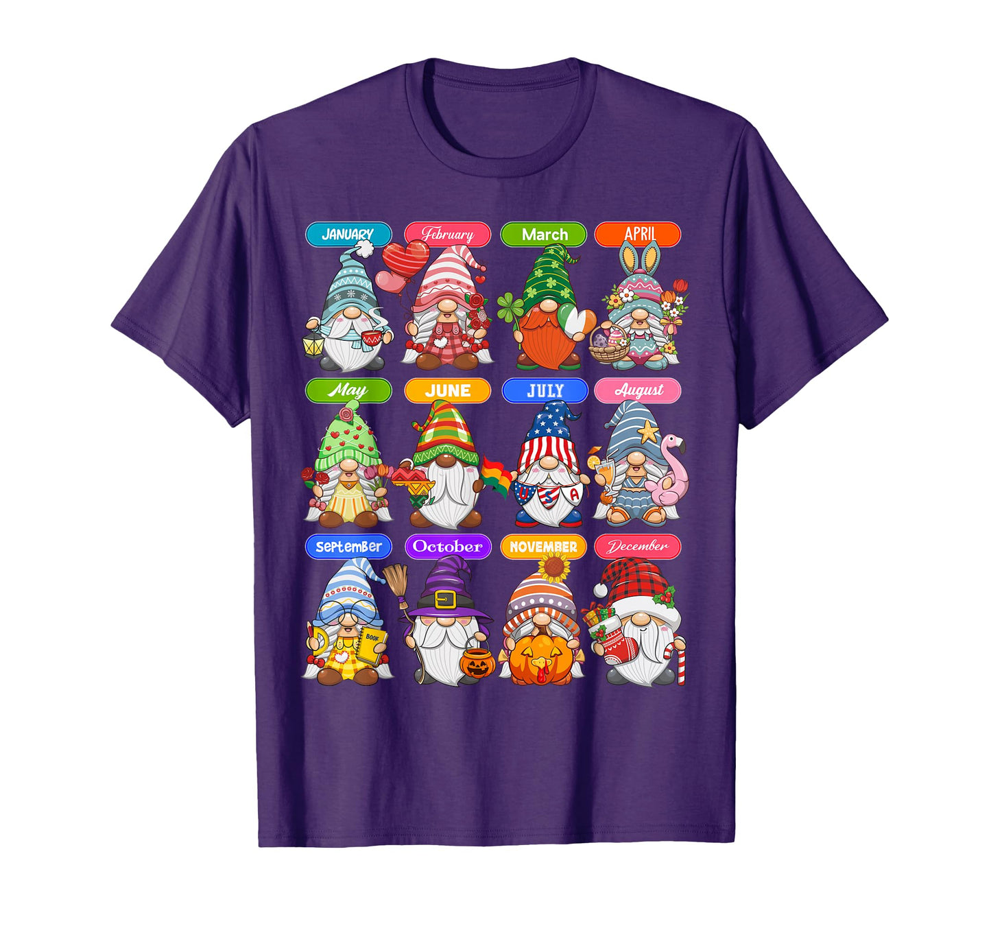 Cute Gnome Every Season Holiday Gnomes 12 Months of Gnomes T-Shirt
