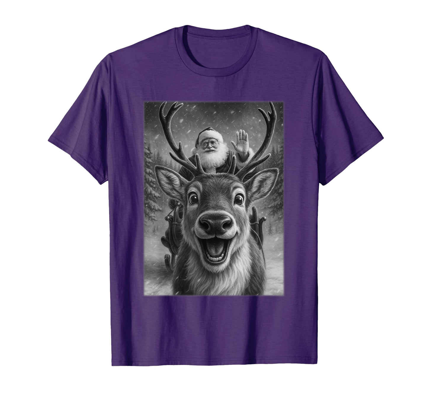 Christmas Reindeer Shirts for Women, Santa Reindeer Selfie T-Shirt