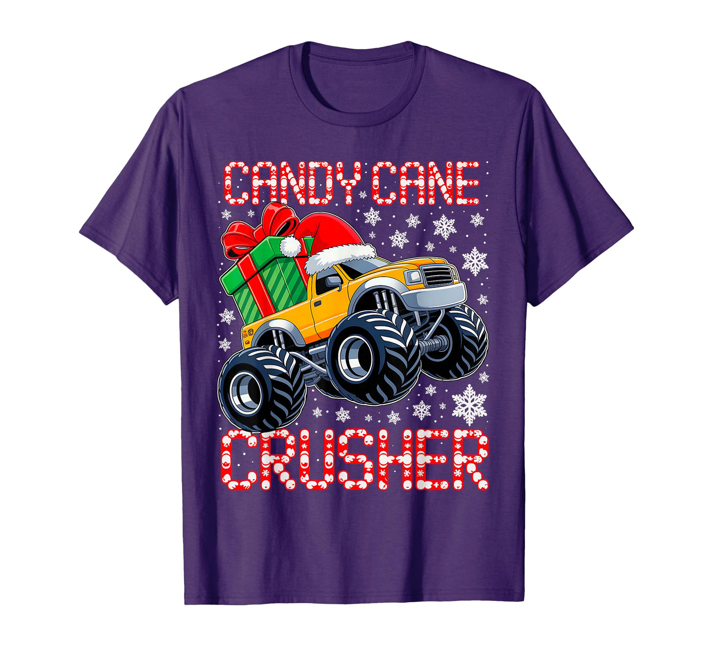 Christmas Candy Cane Crusher Xmas Monster Truck Toddler Boys T-Shirt