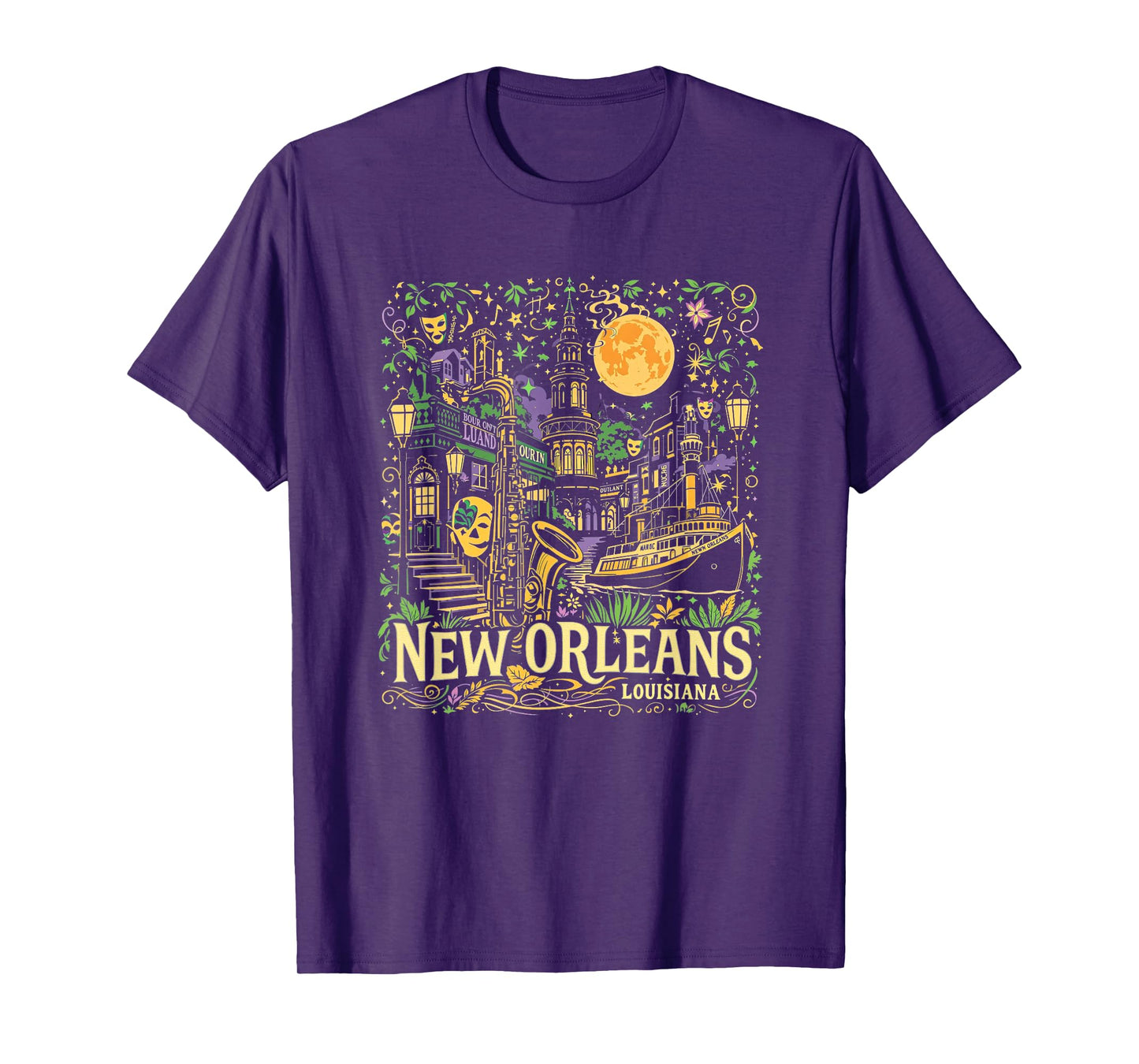Vintage New Orleans Louisiana Sunset Skyline Cityscape Retro T-Shirt