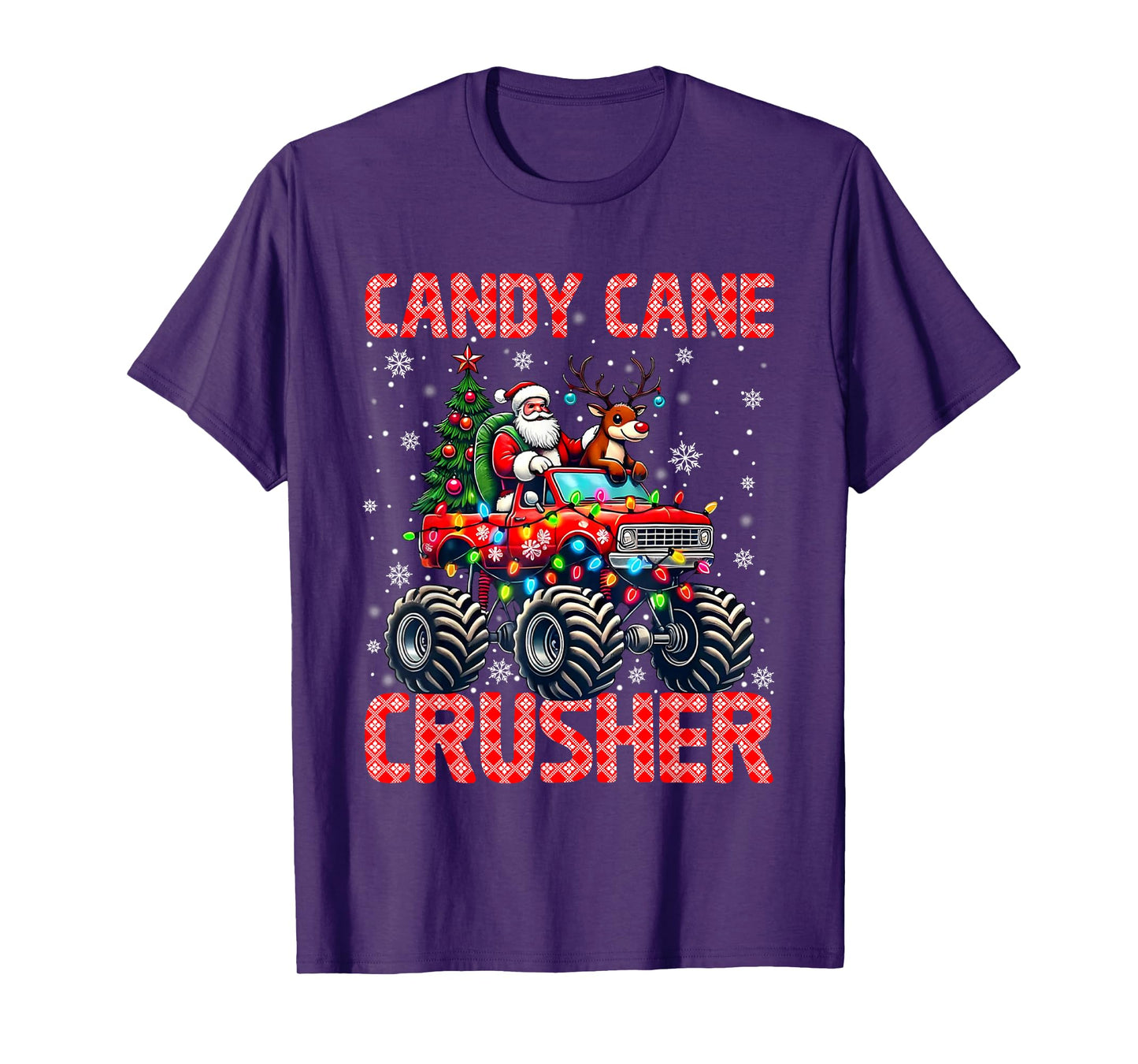 Candy Cane Crusher Christmas Monster Truck Xmas Santa Claus T-Shirt