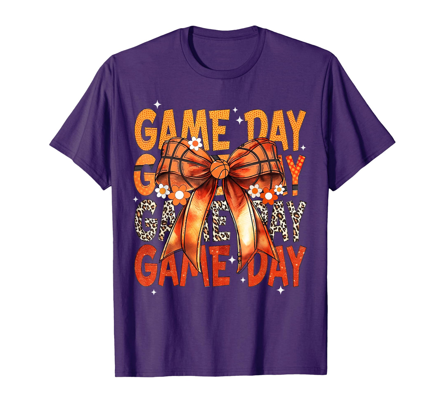Basketball Bow Game Day Retro Basketball Lovers Girly T-Shirt