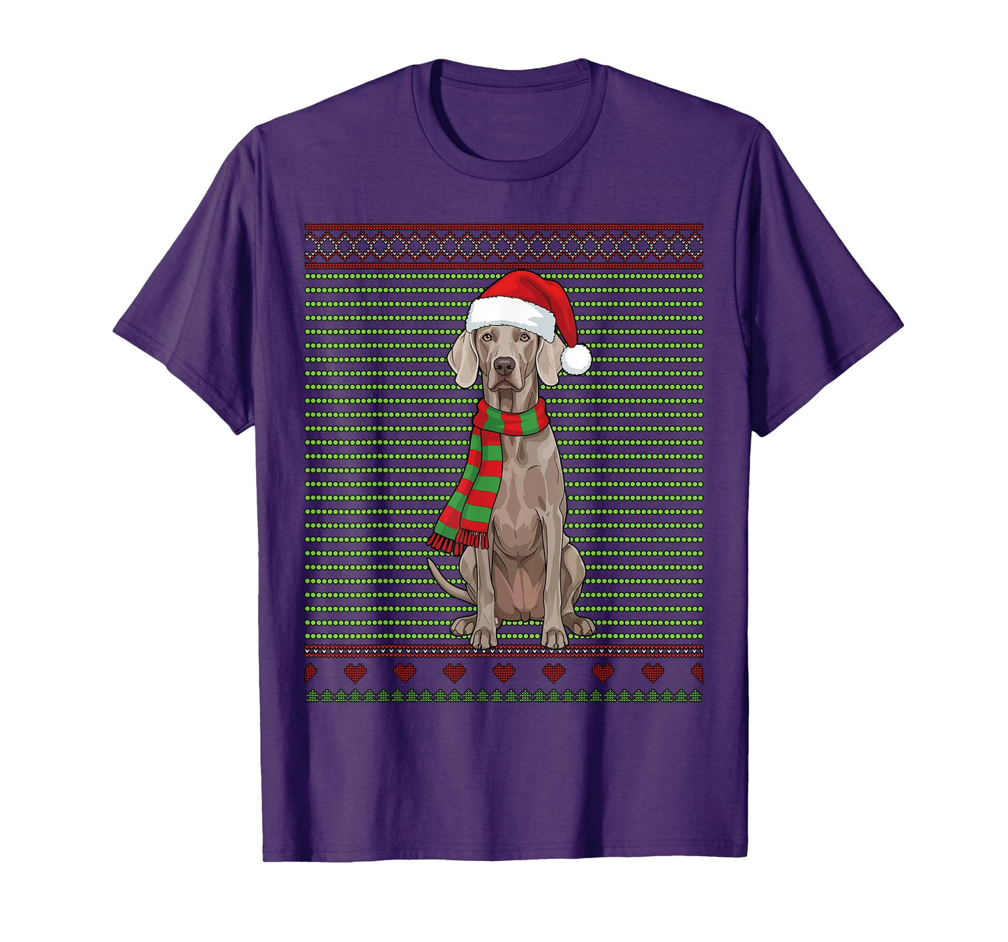Santa Weimaraner Dog Breed Braco De Weimar Ugly Christmas T-Shirt