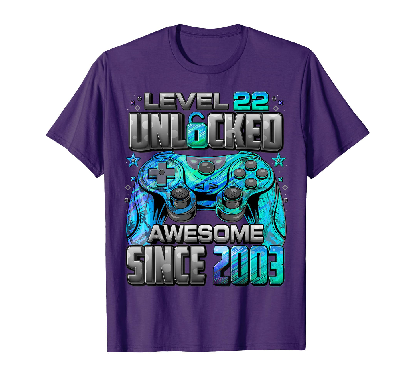Level 22 Unlocked Awesome Since 2003 22nd Birthday Gaming T-Shirt