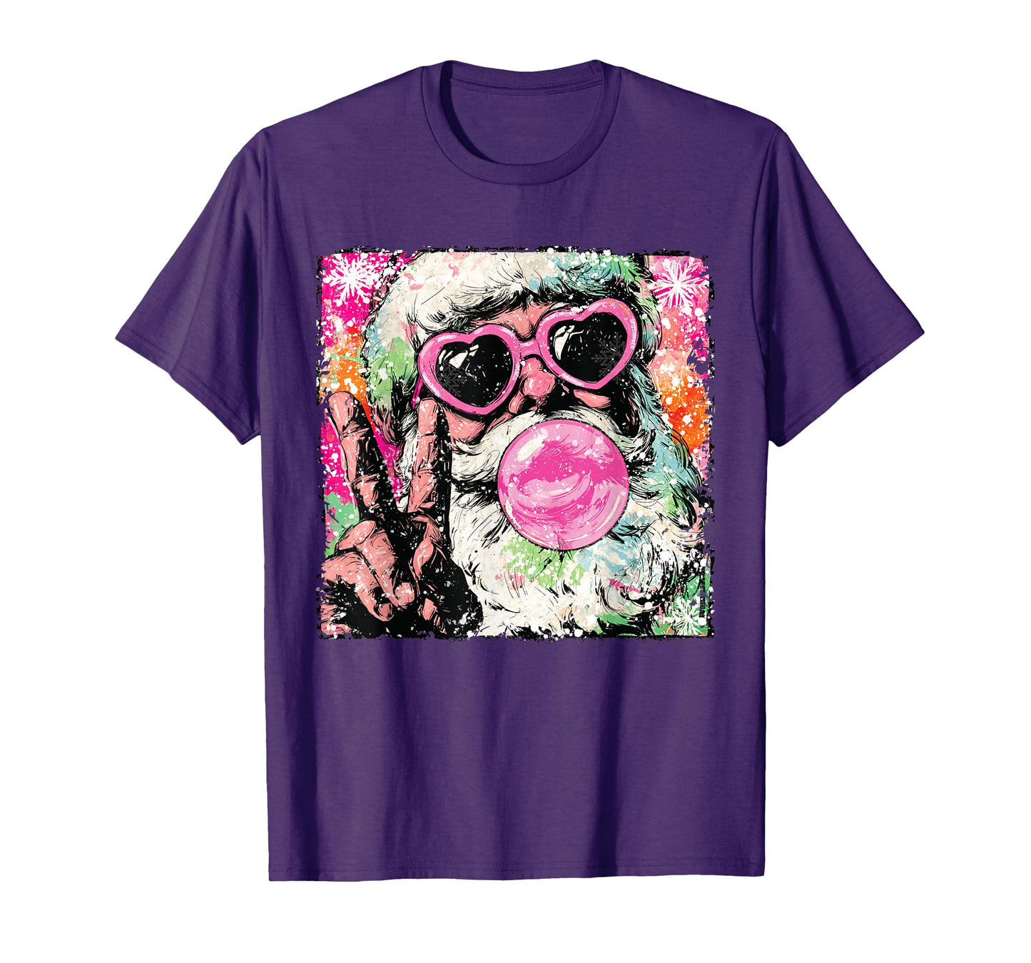 Vintage Santa Christmas Bubble Gum Pink Sunglasses T-Shirt