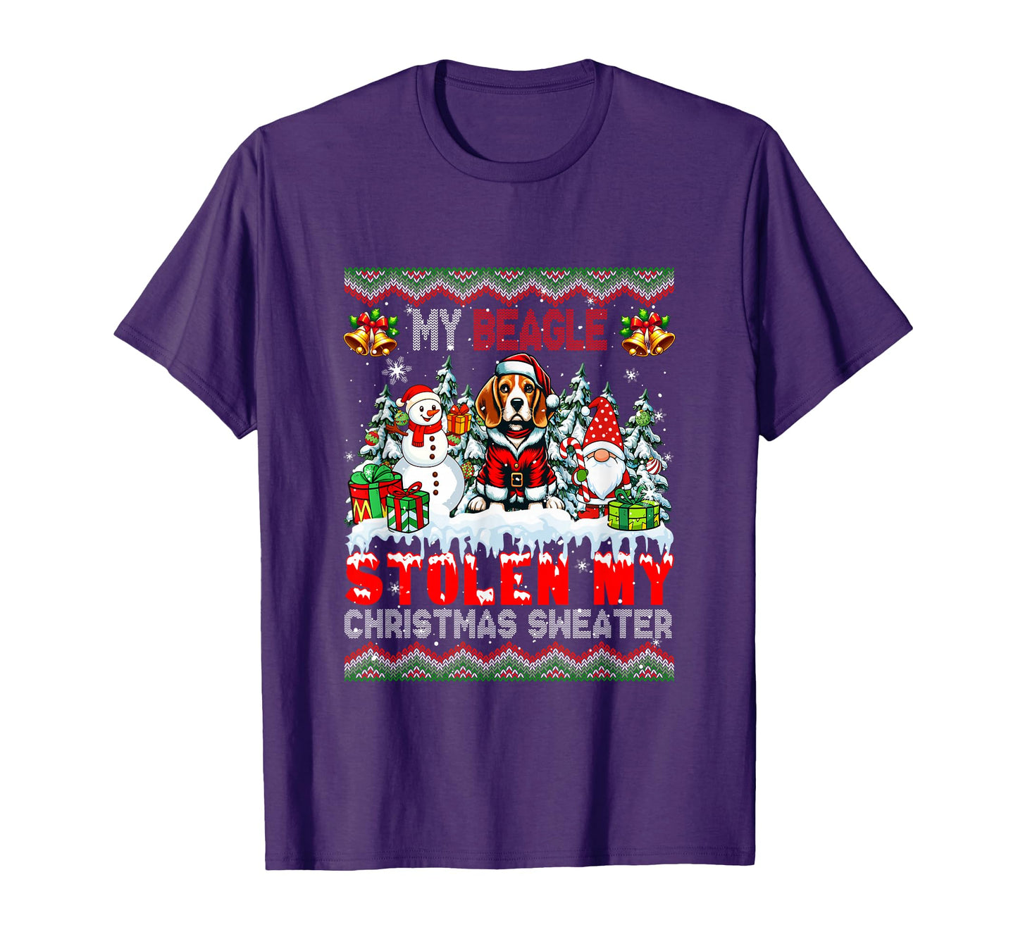 My Beagle Stolen My Christmas Sweater Santa Dog Gnome T-Shirt