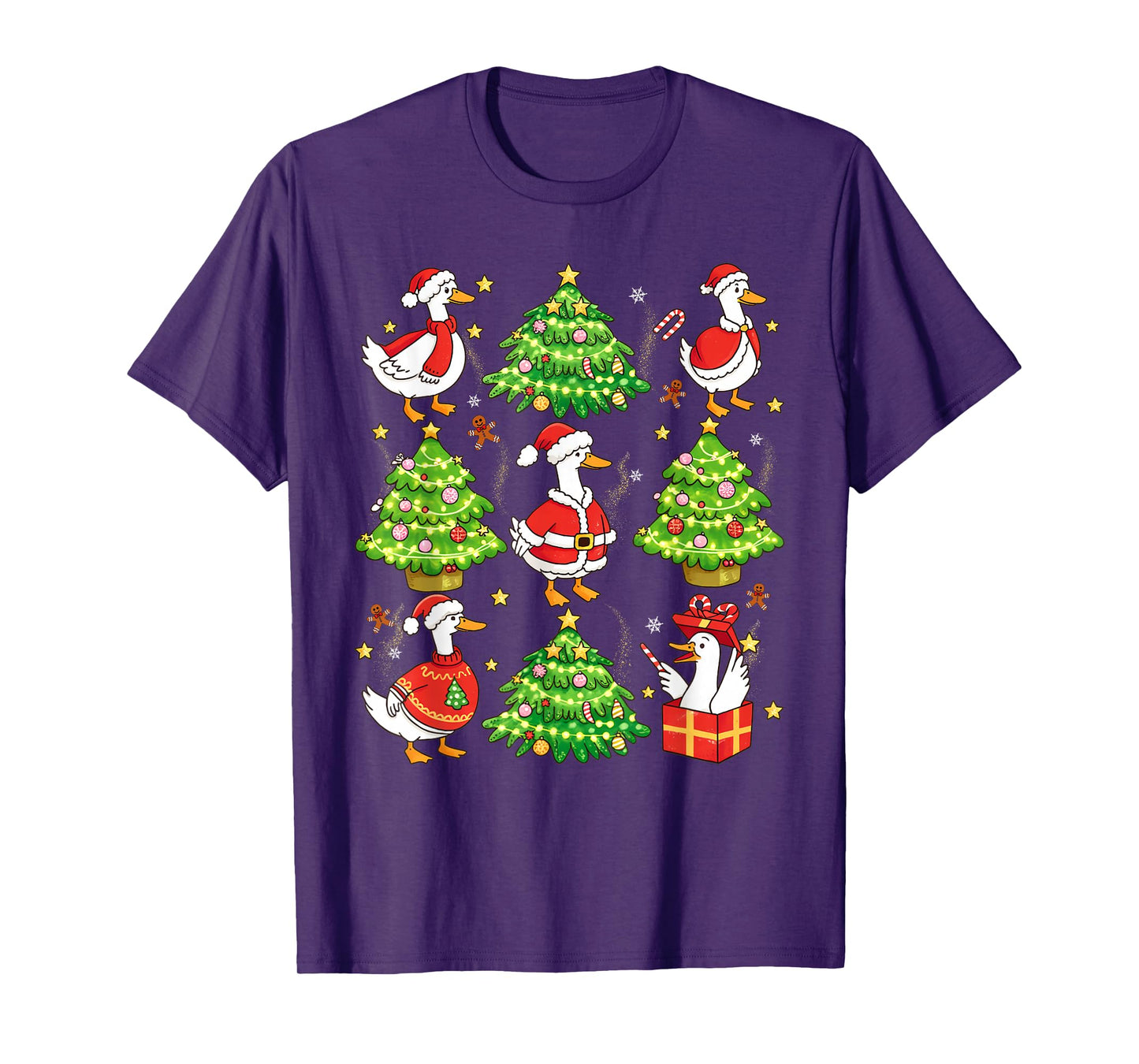 Christmas Silly Goose Santa Xmas Tree Lights Men Women Kids T-Shirt
