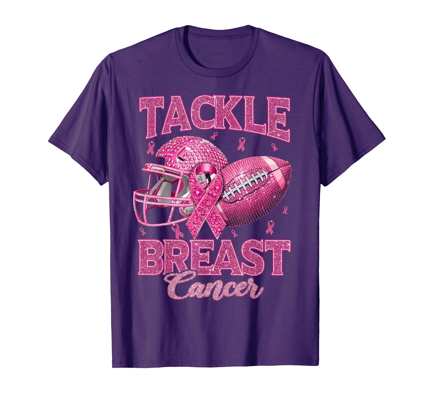 Tackle Breast Cancer Awareness American Football Pink Ribbon T-Shirt