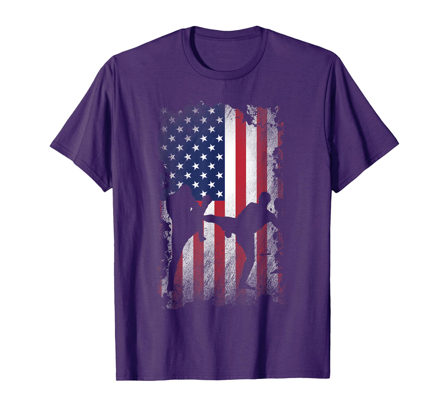 Distressed American Flag Kick Boxing USA Patriotic Gift T-Shirt for Women Kids Men