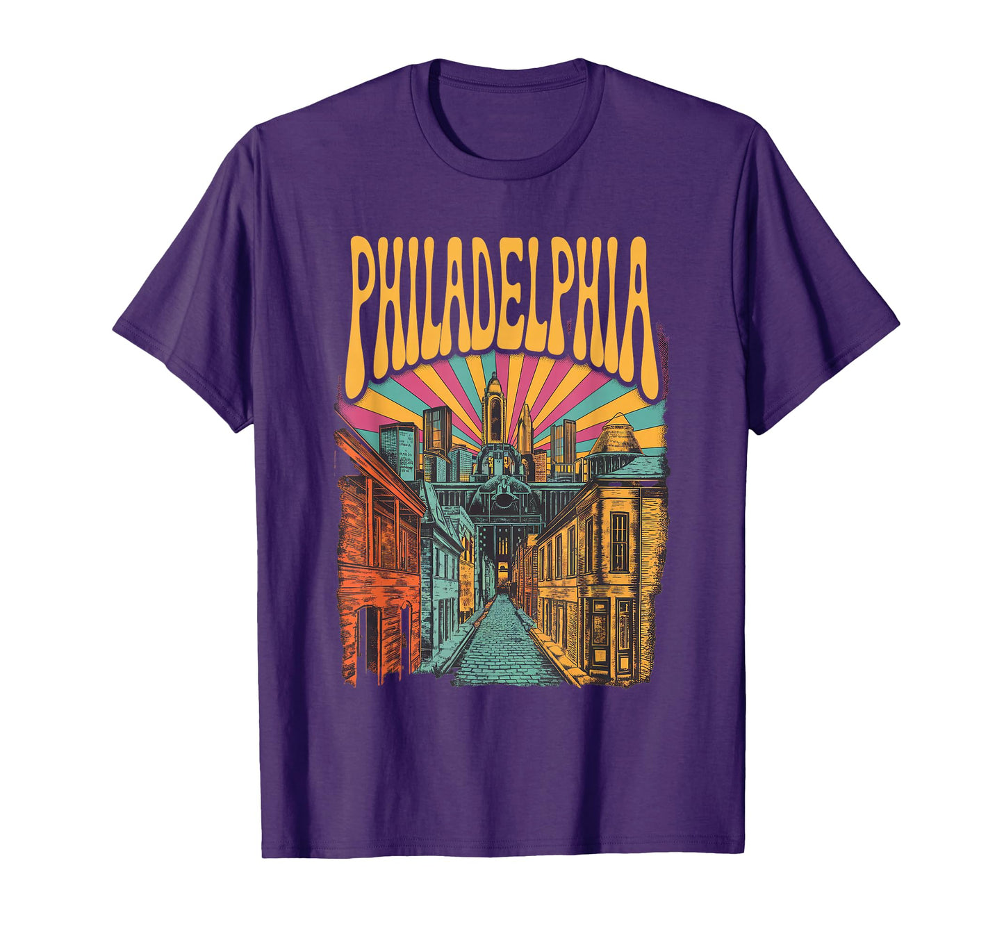 Vintage Philadelphia Pennsylvania Skyline Cityscape Retro T-Shirt