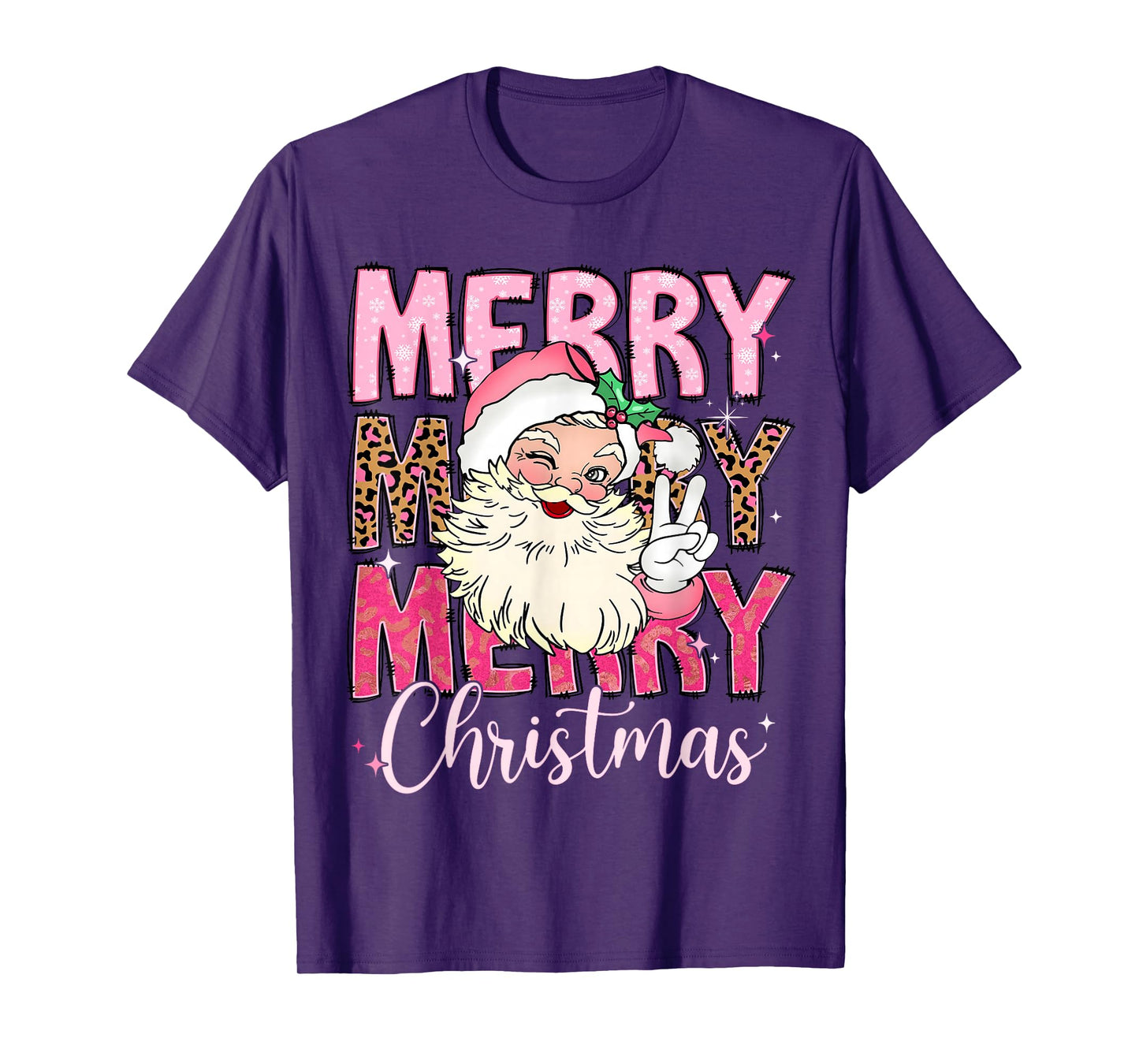 Vintage Merry Christmas Pink Santa Claus Retro Xmas Holiday T-Shirt