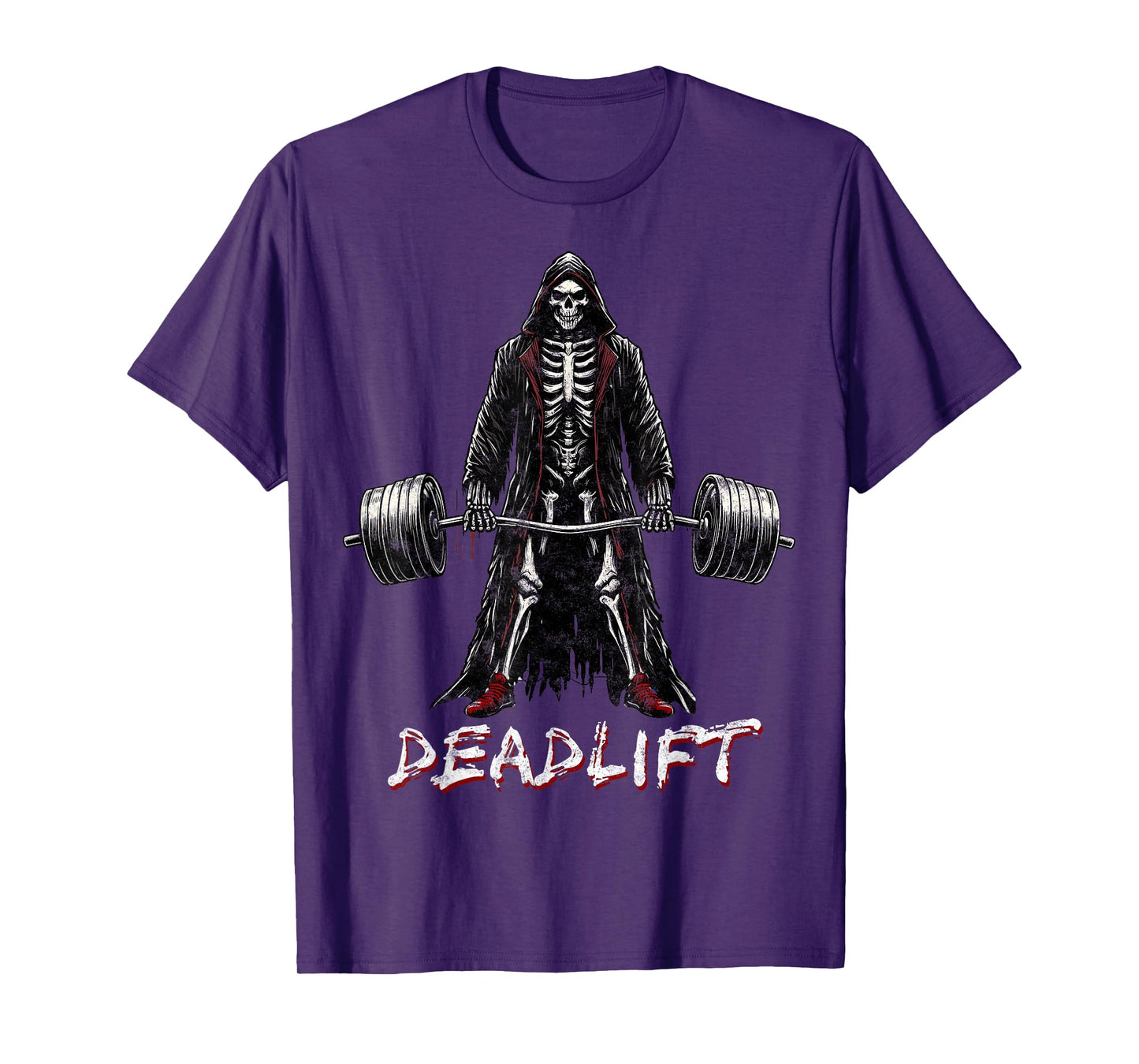 Deadlift Skeleton Halloween Gym Jokes Weightlifting Workout T-Shirt, Small, Black