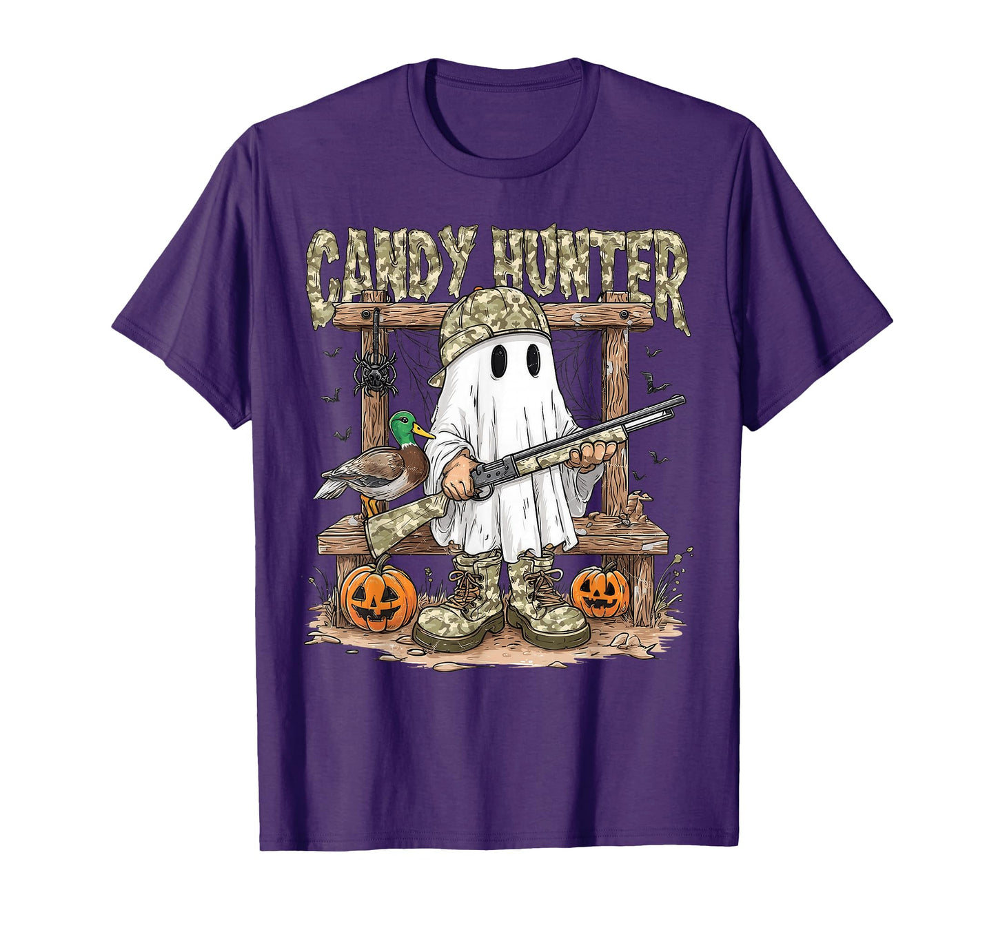 Camo Ghost Candy Hunter Camouflage Hunting Season Halloween T-Shirt