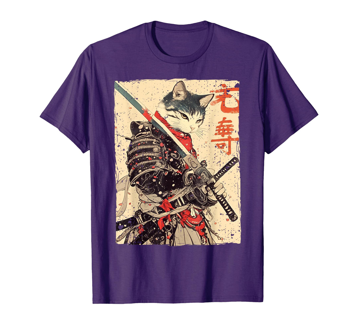 Samurai Cat Warrior Ukiyo Ink Artwork Cat Samurai T-Shirt