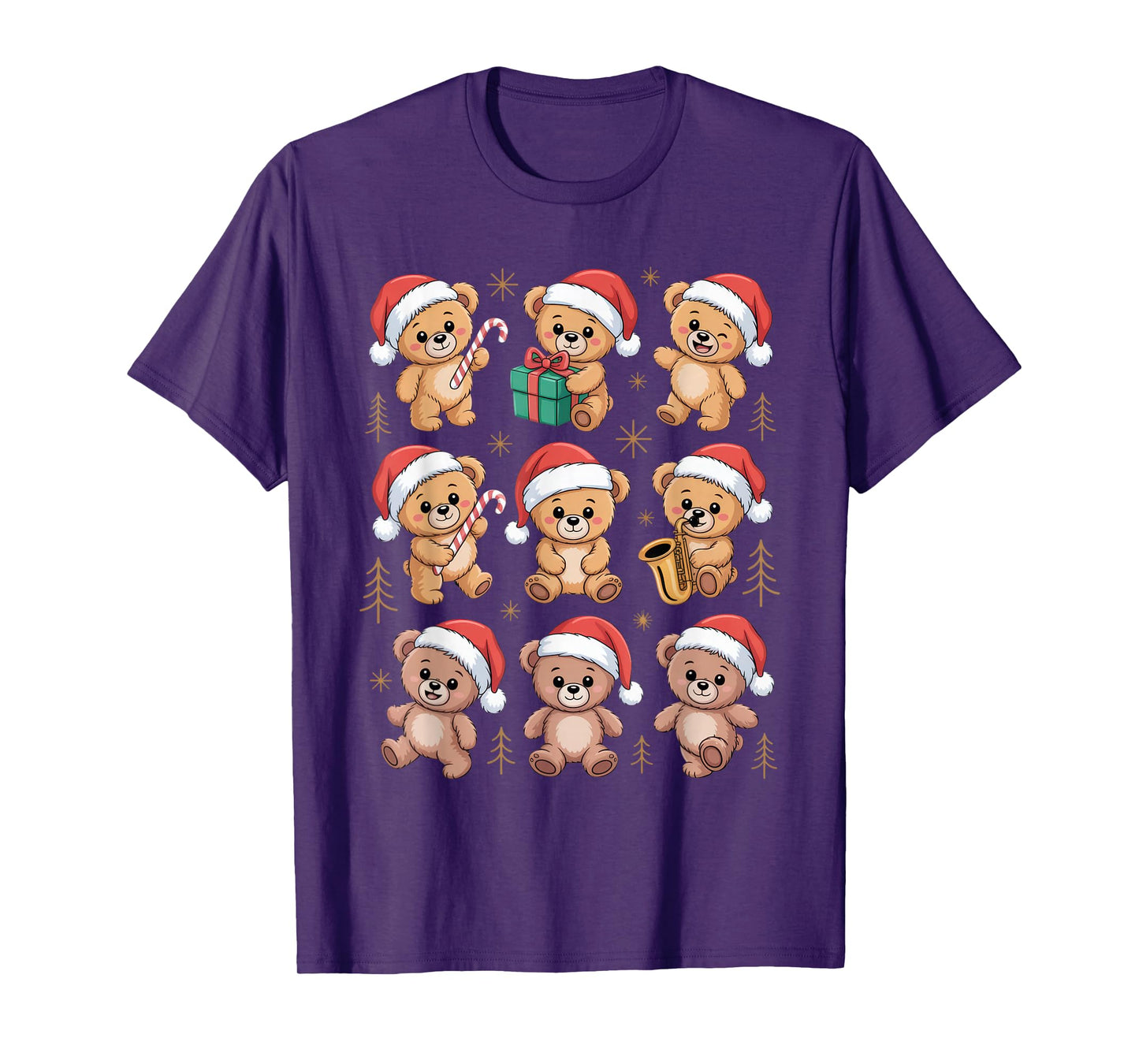Santa Teddy Bears for Christmas Cheerful Kids Holiday Fun T-Shirt