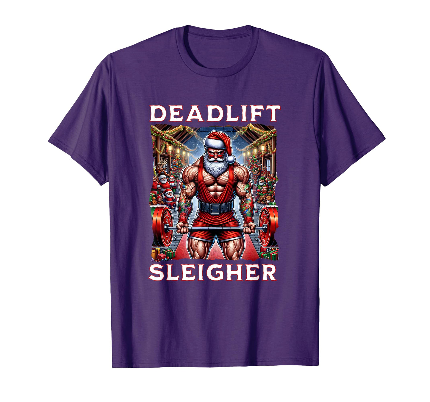 Deadlift Sleigher, Swole Santa Christmas T-Shirt