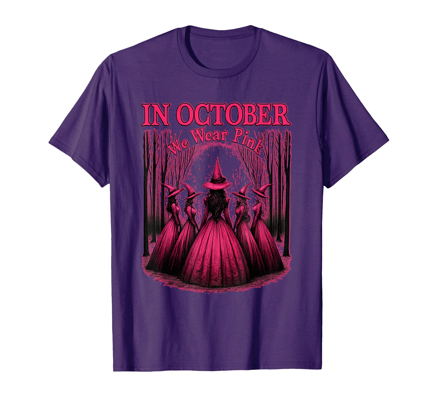 in October We Wear Pink Witch Squad – Breast Cancer Support T-Shirt