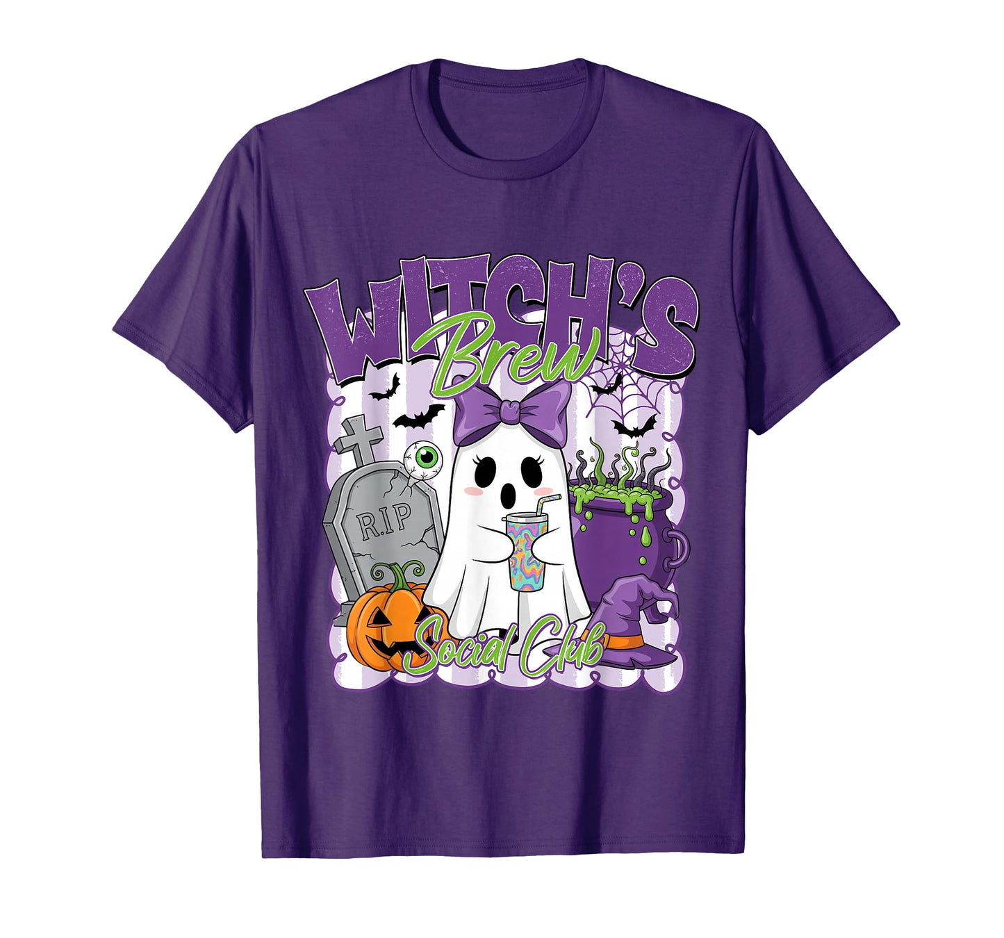Witch's Brew Social Club Ghost Halloween Spooky Season Women T-Shirt