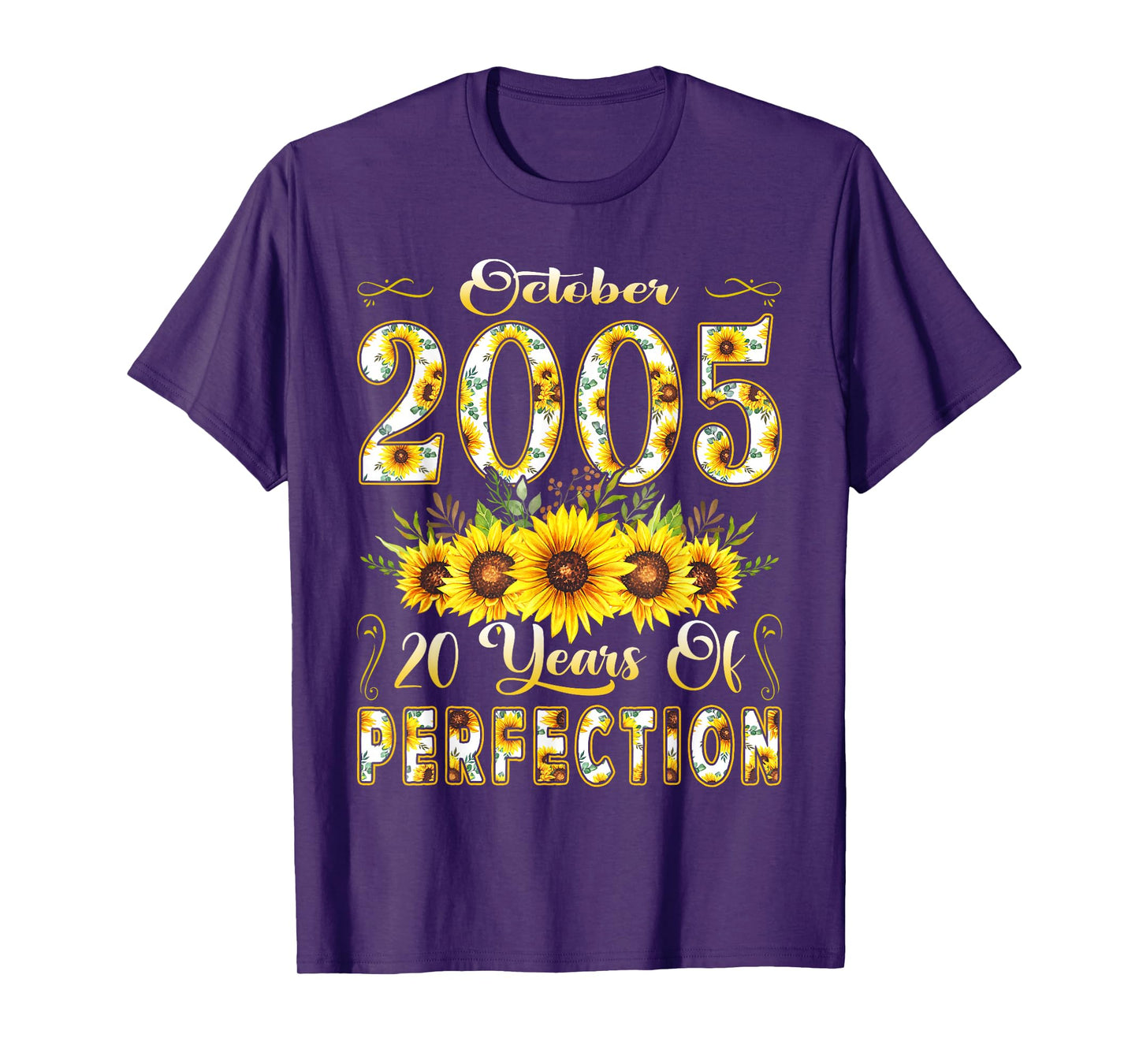 20 Year Old October 2005 Sunflower 20th Birthday Women T-Shirt