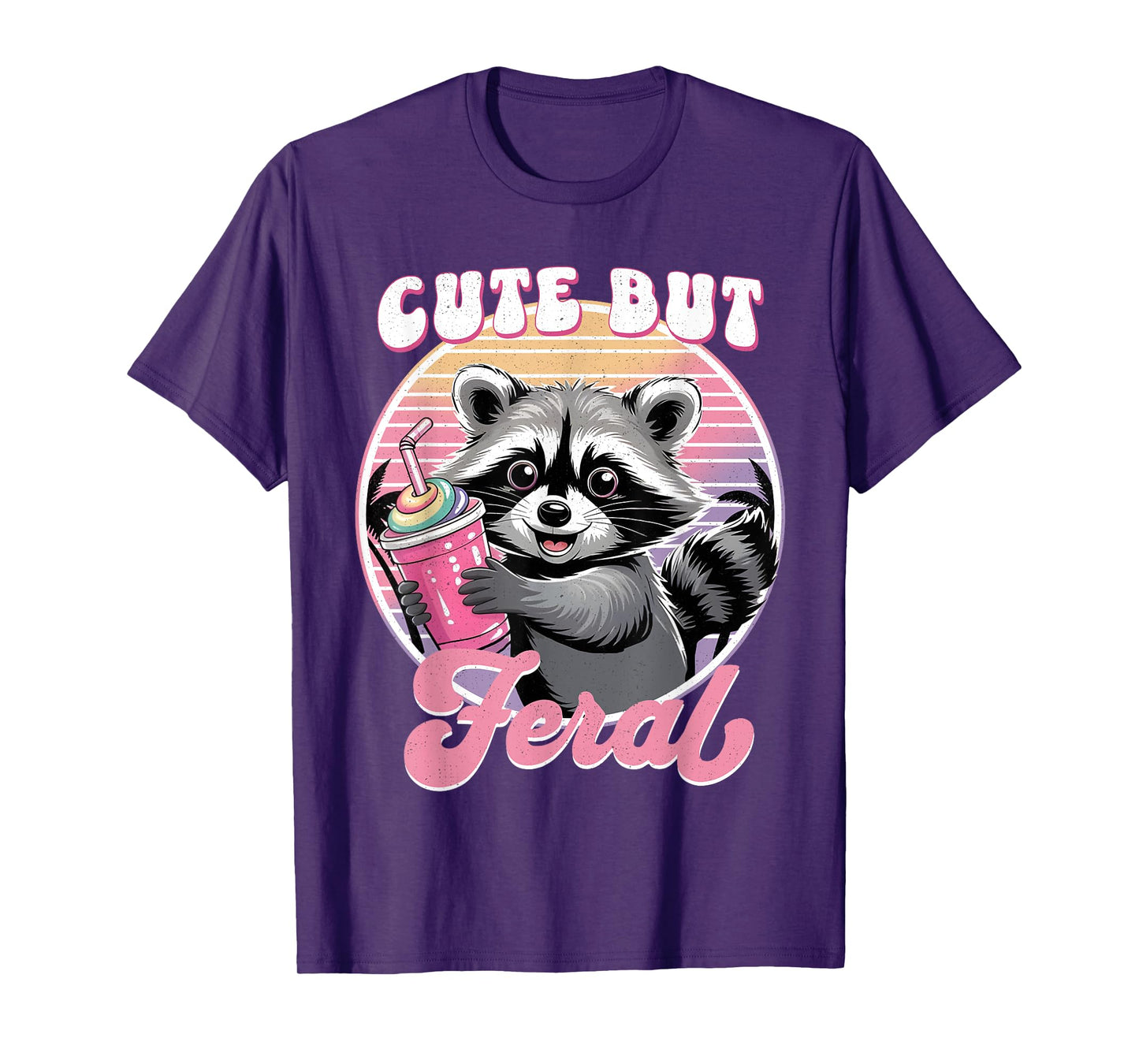 Vintage Raccoon Cute But Feral Toddler Funny Animal Kids T-Shirt