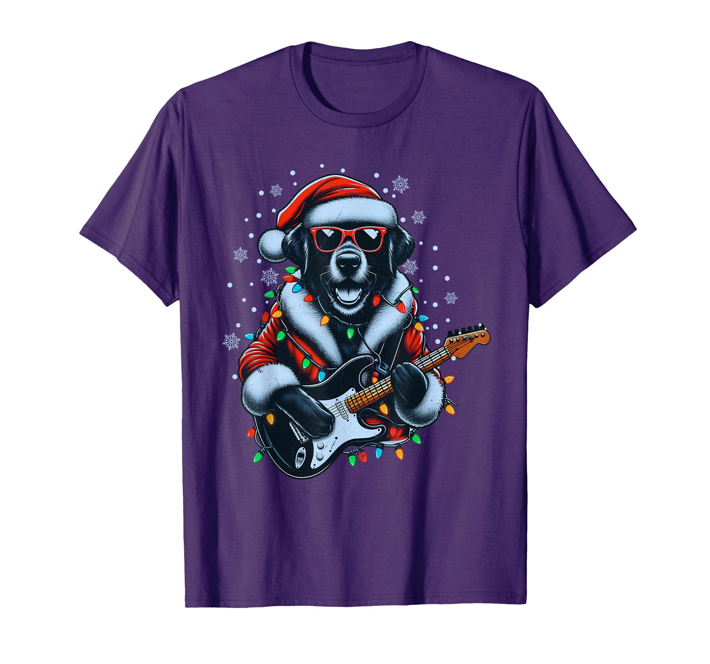 Rock Labrador Retriever Playing Guitar-Funny Christmas Dog T-Shirt