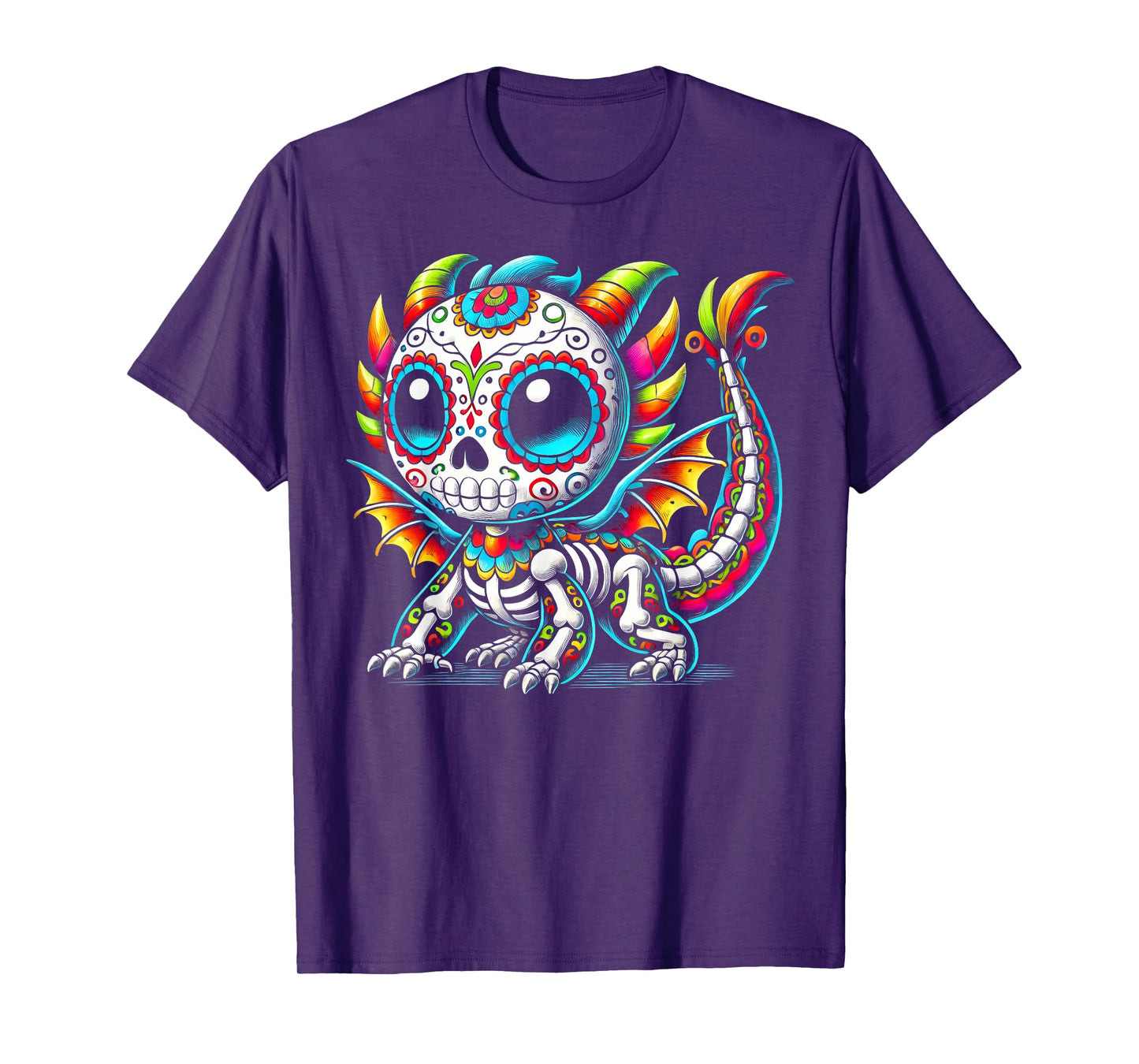 Day of the Dead Sugar Skull Dragon Skeleton Fantasy Lovers T-Shirt