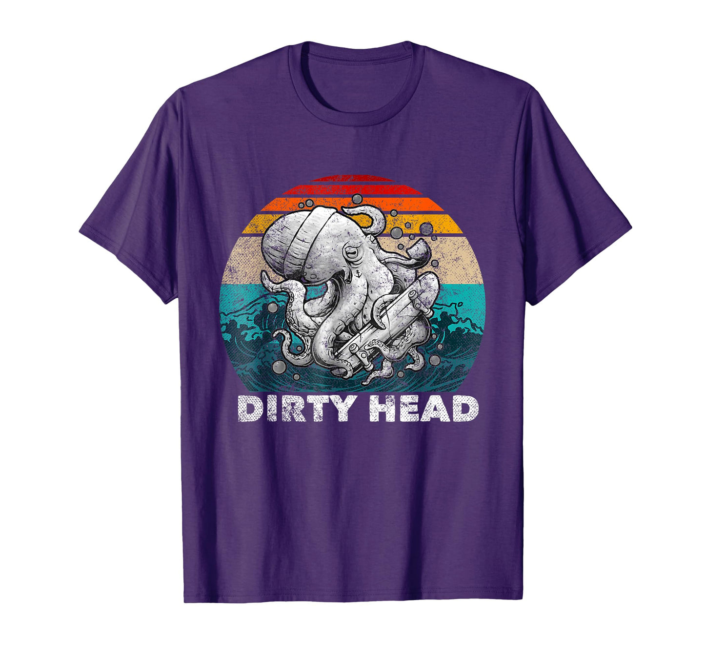 Vintage Dirty Octopus Heads With Skateboard Music Lover T-Shirt