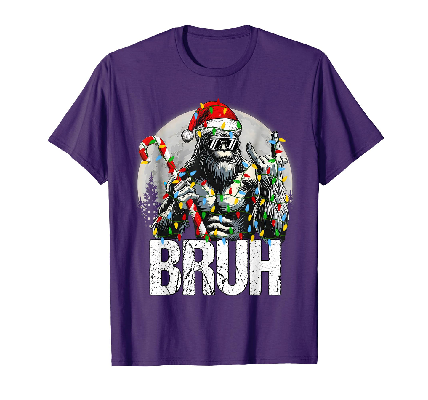 Bruh Santa Bigfoot Christmas Funny Sasquatch Xmas Mens Boys T-Shirt
