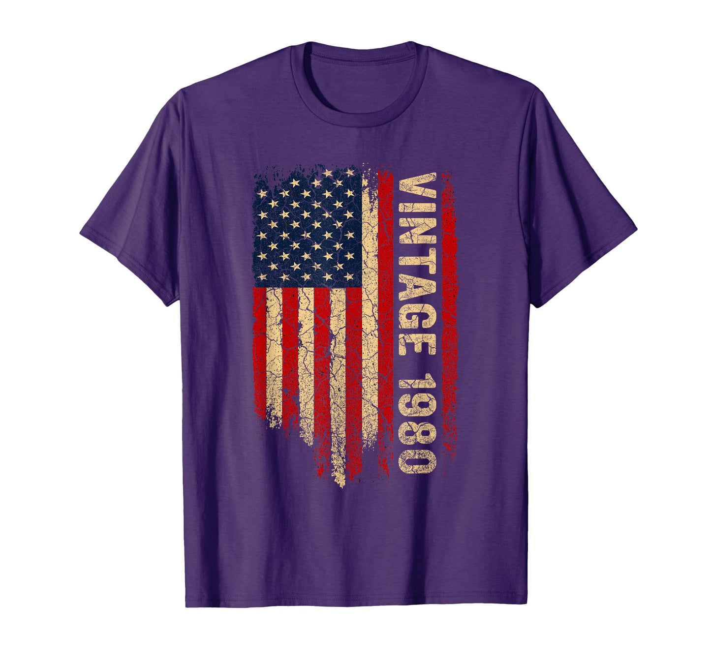 Vintage 1980 American Flag 45th Birthday 45 Years Old Men T-Shirt