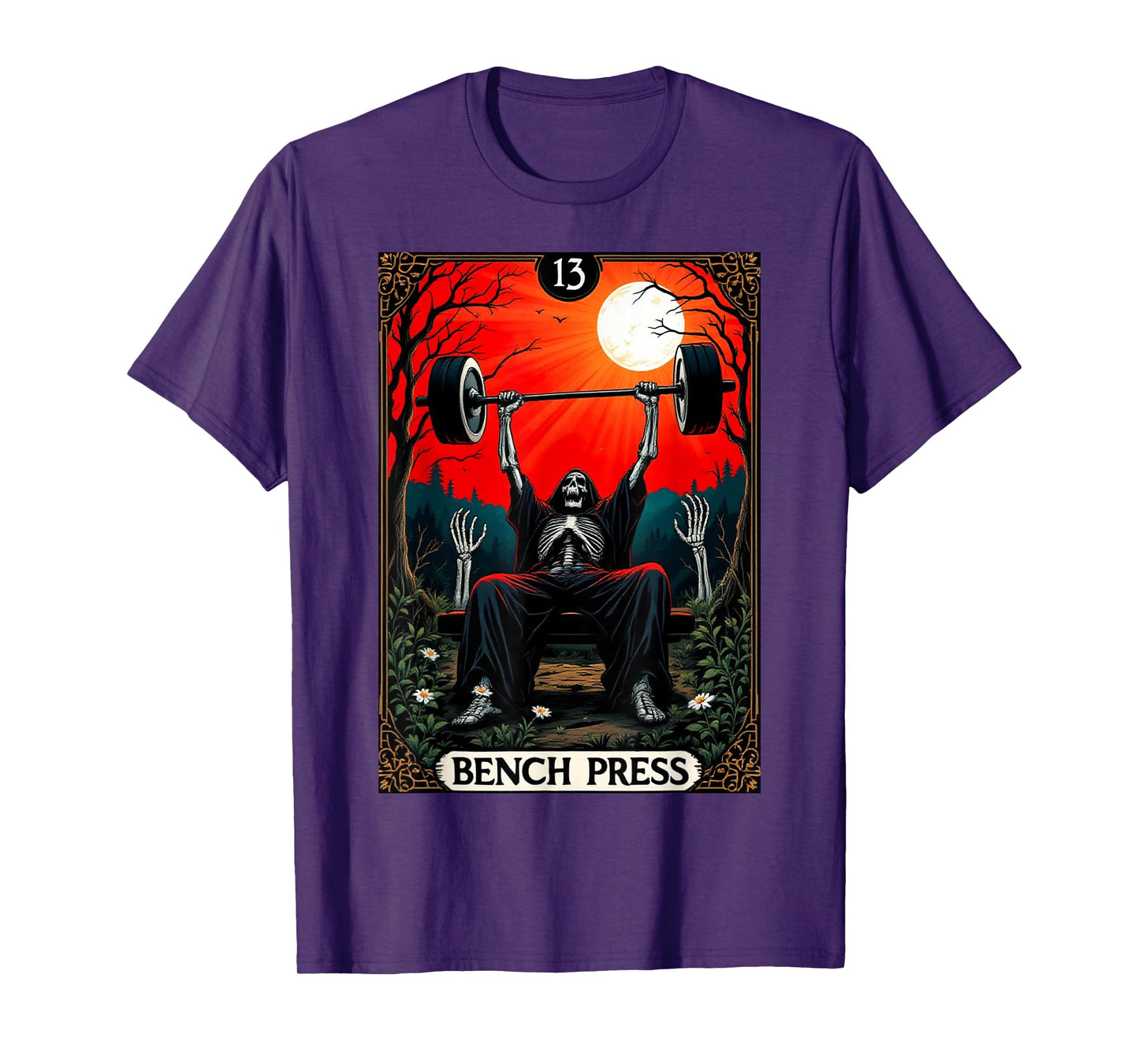 Funny Tarot Card Bench Press Gym Occult Workout Fitness T-Shirt