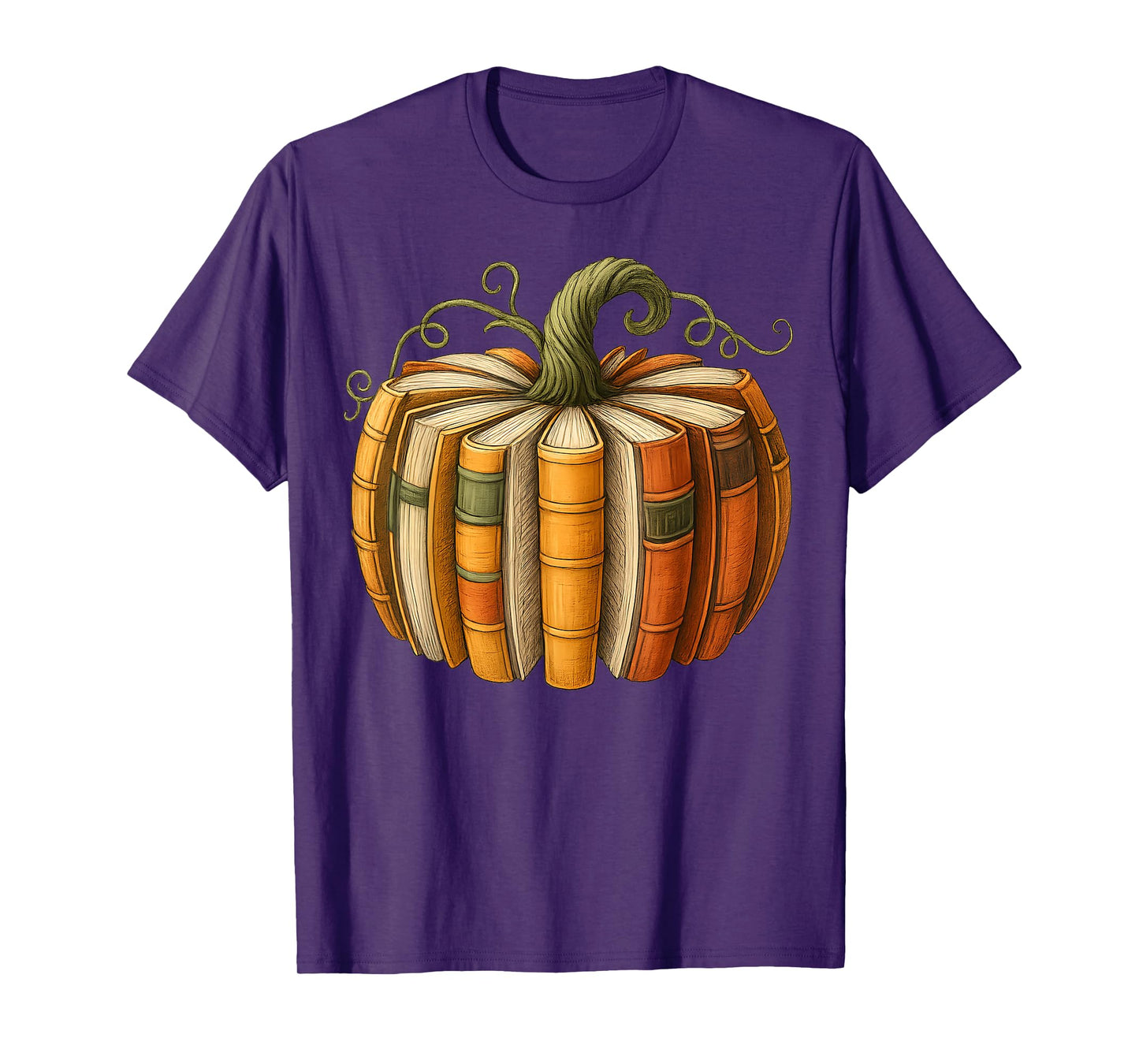 Fall Book Pumpkin Retro Reading Halloween Teacher T-Shirt