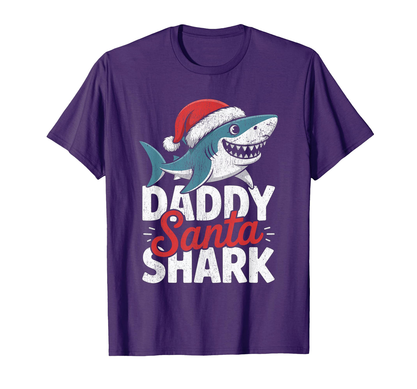 Papa Sharkmas Funny Shark Santa Hat Ugly Christmas Sweater T-Shirt