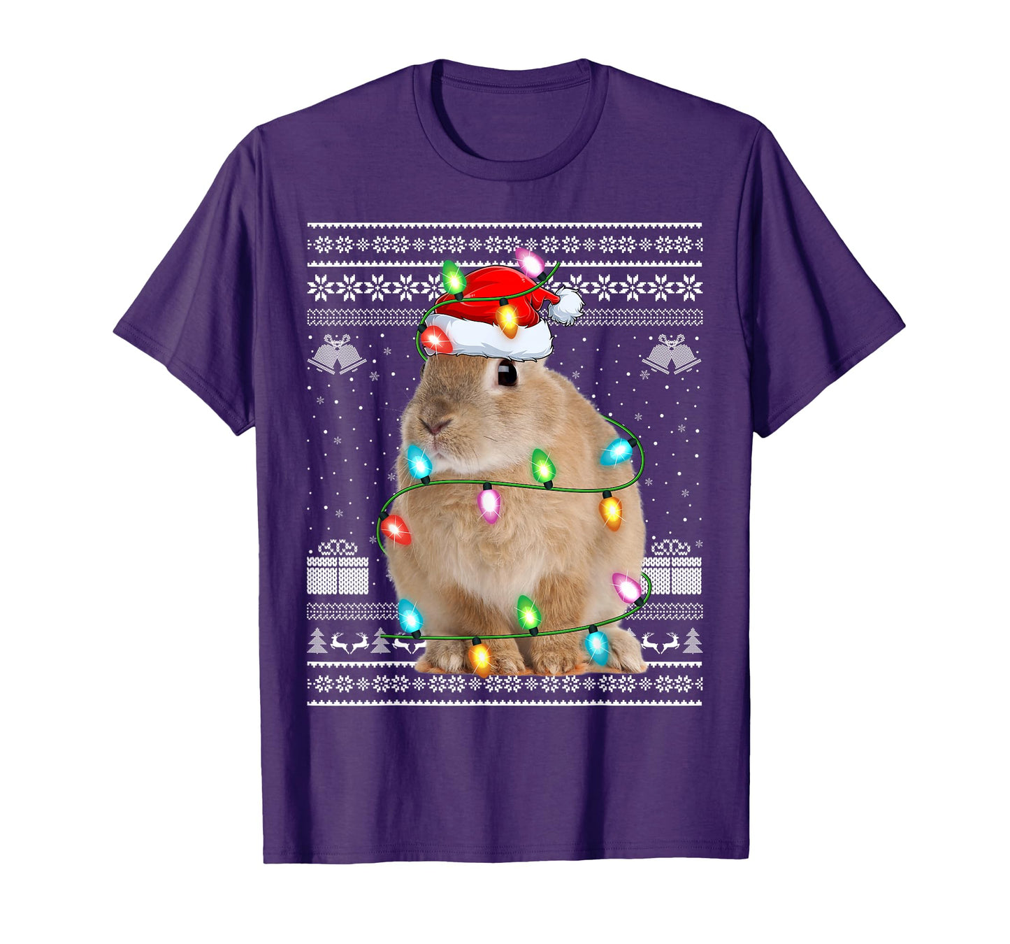 Bunny Rabbit Xmas Lights Ugly Christmas Sweater Pajamas T-Shirt