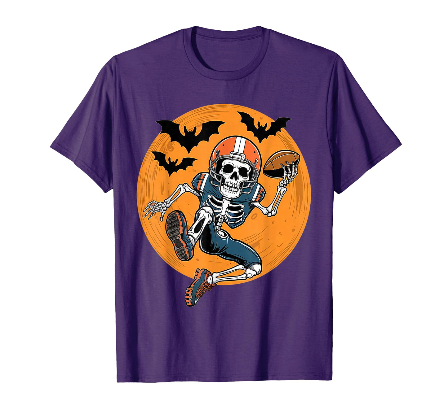 American Football Skeleton Halloween Sport Football Men Boy T-Shirt