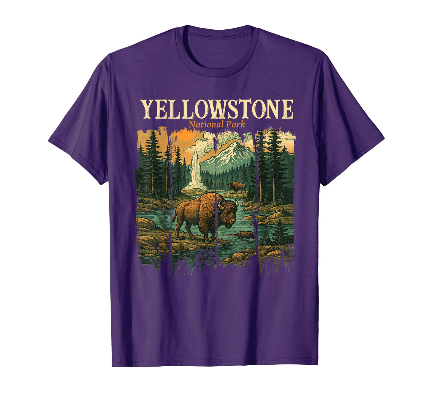 Retro Yellowstone National Park Vintage Hiking Camping T-Shirt