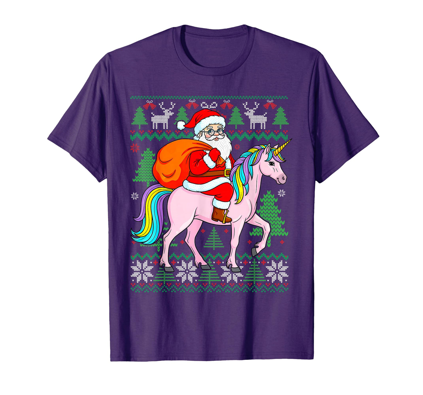 Christmas Girls Santa Claus Pink Unicorn Kids Womens Mom T-Shirt