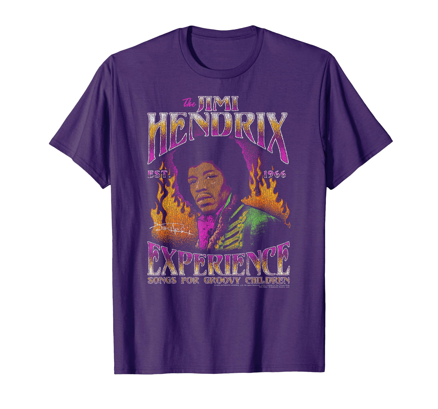 Jimi Hendrix Songs for Groovy Children Flames Vintage Band T-Shirt