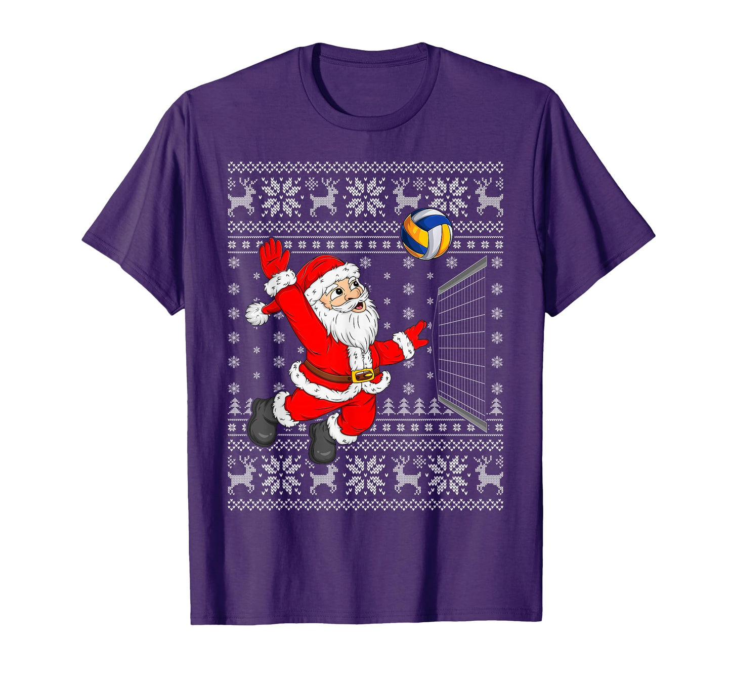 Santa Playing Volleyball Ugly Christmas Sweaters Funny Xmas T-Shirt