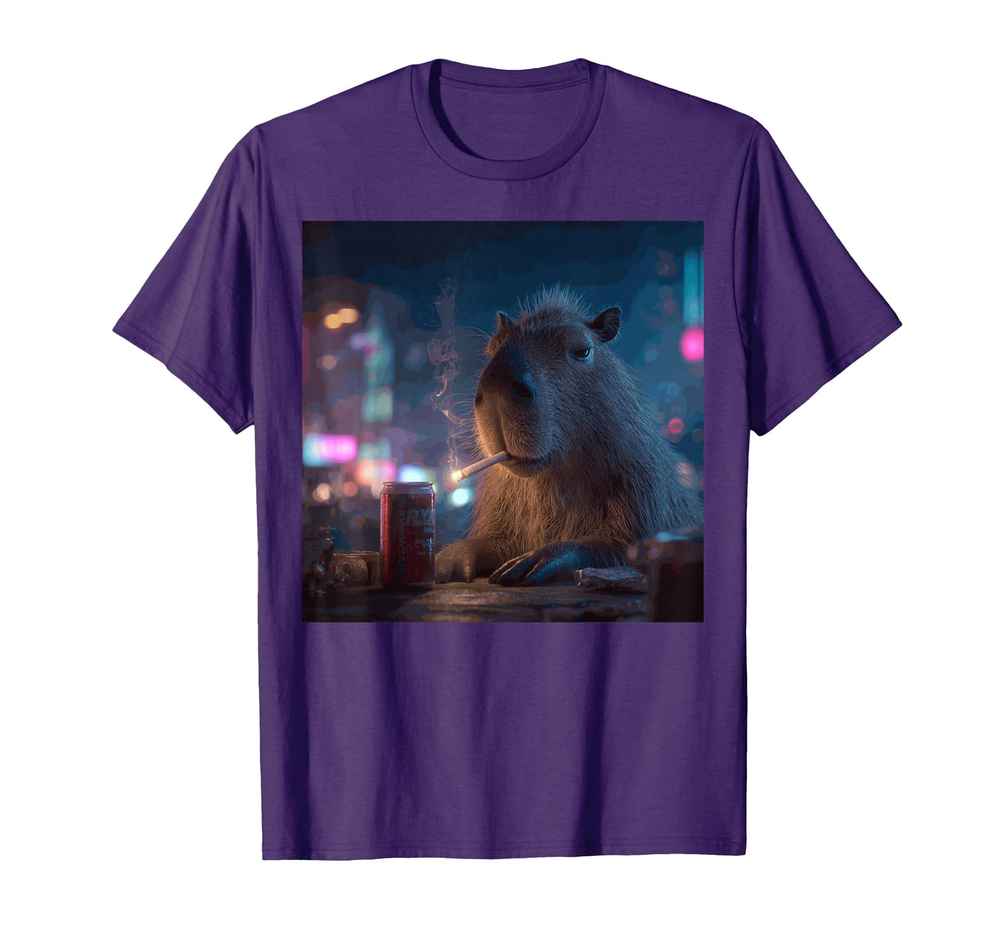 Funny Graphic Capybara Smoking Adult Funny T-Shirt